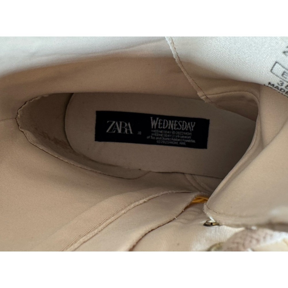 ZARA Wednesday Adams Combat Boots Beige Lug Sole Goth Academia Platform 7.5 US - Picture 11 of 12